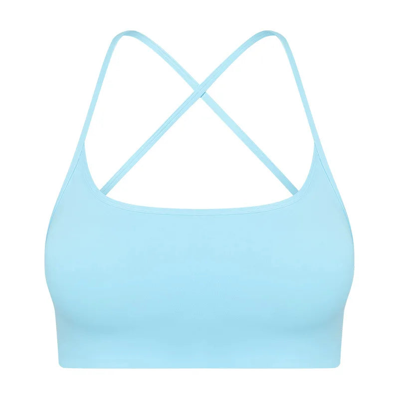 Women's Nylon Square-Neck Sleeveless Shockproof Yoga Crop Top