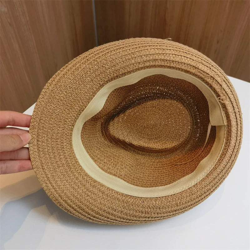 Women's Straw Solid Pattern Glamorous Sun Protection Brim Hat