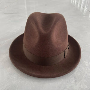 Men's Wool Solid Pattern Winter Formal Wear Brim Warm Hats