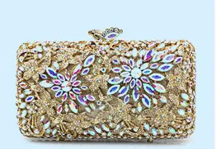 Women's Metallic Hasp Closure Rhinestone Pattern Wedding Clutch