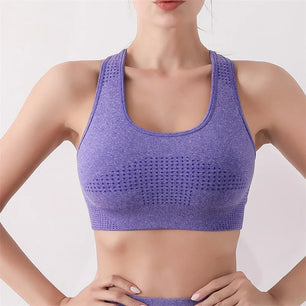 Women's Nylon Sleeveless Shockproof Fitness Yoga Workout Crop Top