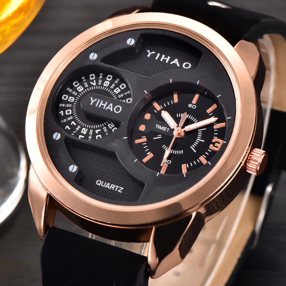 Men's Alloy Buckle Clasp Waterproof Quartz Trendy Round Watches