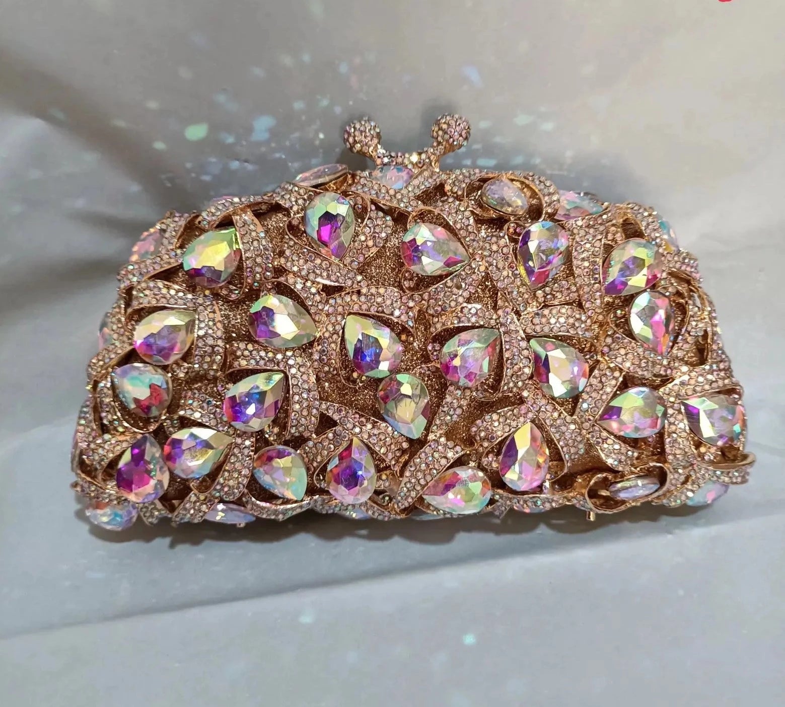 Women's Metallic Hasp Closure Rhinestone Luxury Wedding Clutch