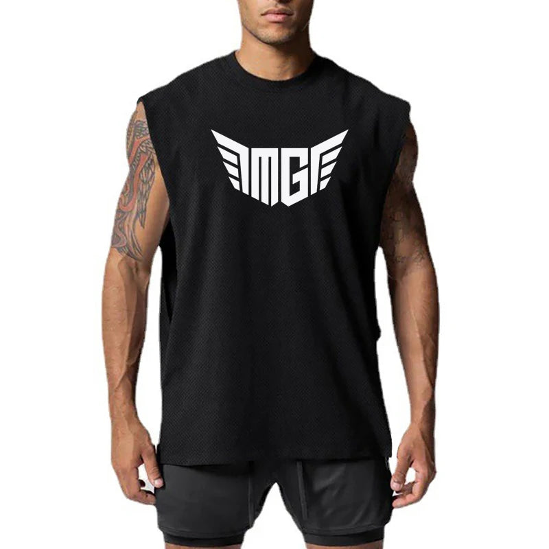 Men's Polyester Sleeveless Pullover Closure Sportswear T-Shirt