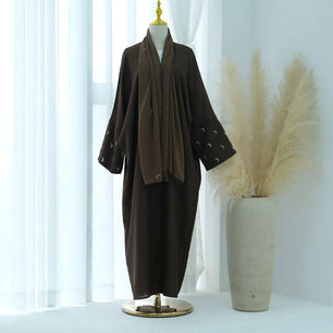 Women's Arabian Polyester Full Sleeve Solid Pattern Casual Abaya