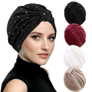 Women's Arabian Polyester Headwear Sequined Pattern Casual Hijabs