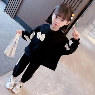 Kid's Polyester O-Neck Long Sleeves Pullover Closure Dress