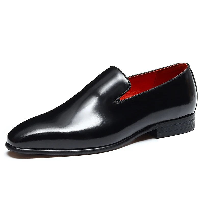 Men's Genuine Leather Square Toe Slip-On Closure Formal Shoes