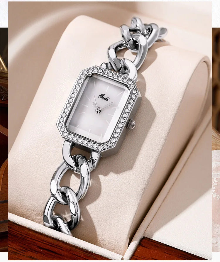 Women's Stainless Steel Rectangle Shaped Waterproof Luxury Watch