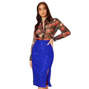 Women's Polyester Quick-Dry Sequined Pattern Casual Wear Skirts