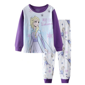 Kid's Girl Cotton O-Neck Long Sleeve Trendy Sleepwear Pajamas Set