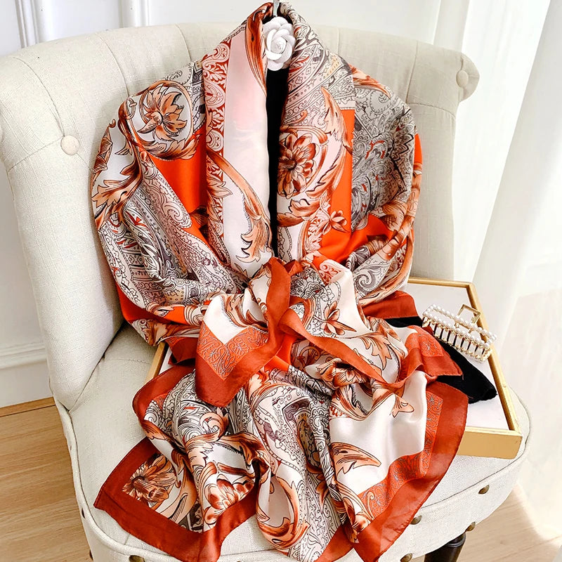 Women's Polyester Neck Wrap Printed Pattern Luxury Beach Scarves