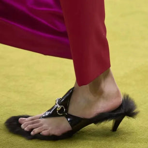 Women's PU Square Toe Slip-On Closure High Heels Slippers