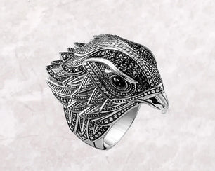 Women's 100% 925 Sterling Silver Zircon Vintage Cocktail Ring