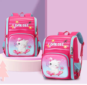 Kid's Nylon Zipper Closure Animal Pattern Trendy School Backpack