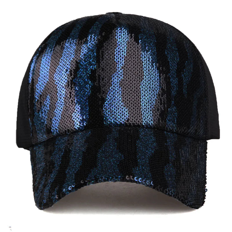 Women's Acrylic Adjustable Strap Sequined Casual Baseball Cap