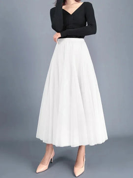 Women's Polyester Solid Pattern Quick-Dry Casual Wear Maxi Skirts