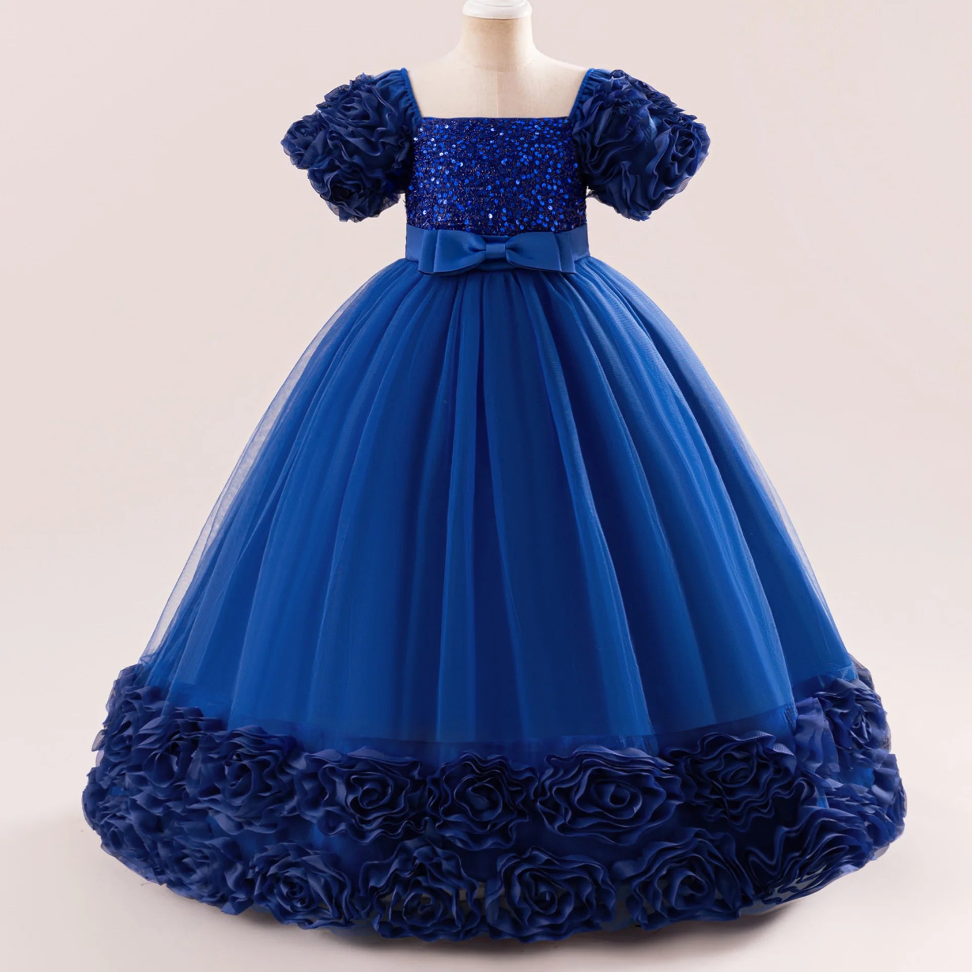 Baby Girl's Polyester Short Sleeve Pleated Pattern Princess Dress