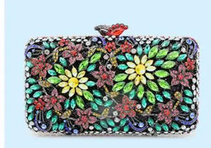 Women's Metallic Hasp Closure Rhinestone Pattern Wedding Clutch