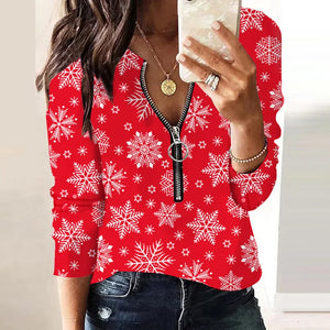 Women's Polyester V-Neck Long Sleeve Casual Wear Pullover Blouse