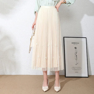 Women's Polyester High Waist Pleated Pattern Casual Wear Skirts