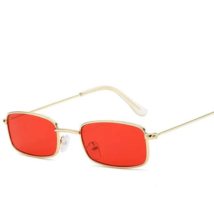 Women's Copper Frame Polaroid Lens Rectangle Shaped Sunglasses