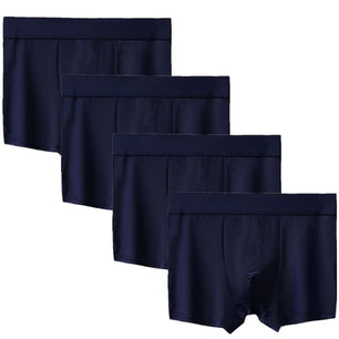 Men's 4 Pcs Spandex Breathable Solid Pattern Loose Boxer Shorts