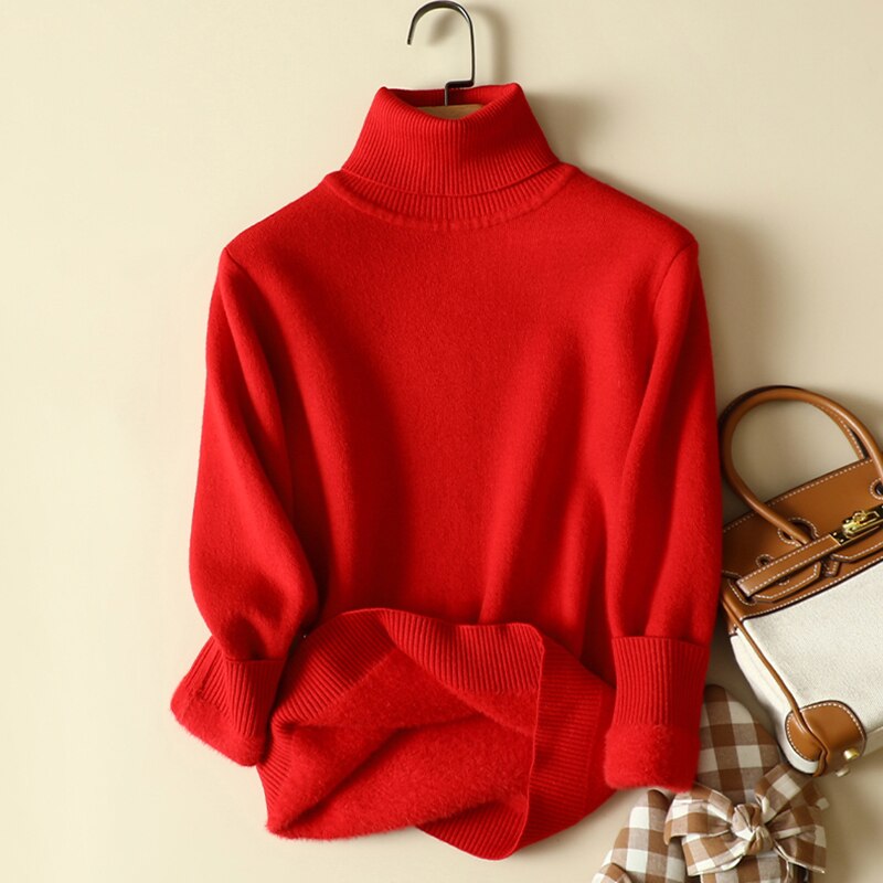 Women's Turtleneck Acrylic Knitted Pattern Casual Wear Sweaters