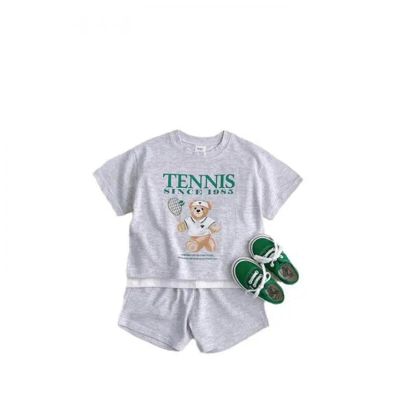 Baby's Boy Cotton Short Sleeve Letter Pattern Two-Piece Suit