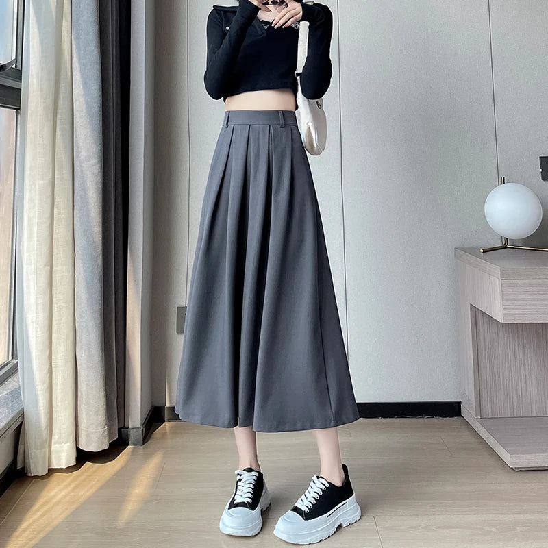 Women's Polyester High Waist Pleated Pattern Casual Wear Skirts