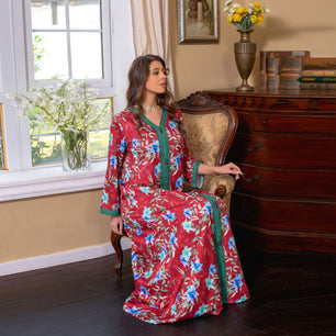 Women's Arabian Polyester Full Sleeve Floral Pattern Casual Dress