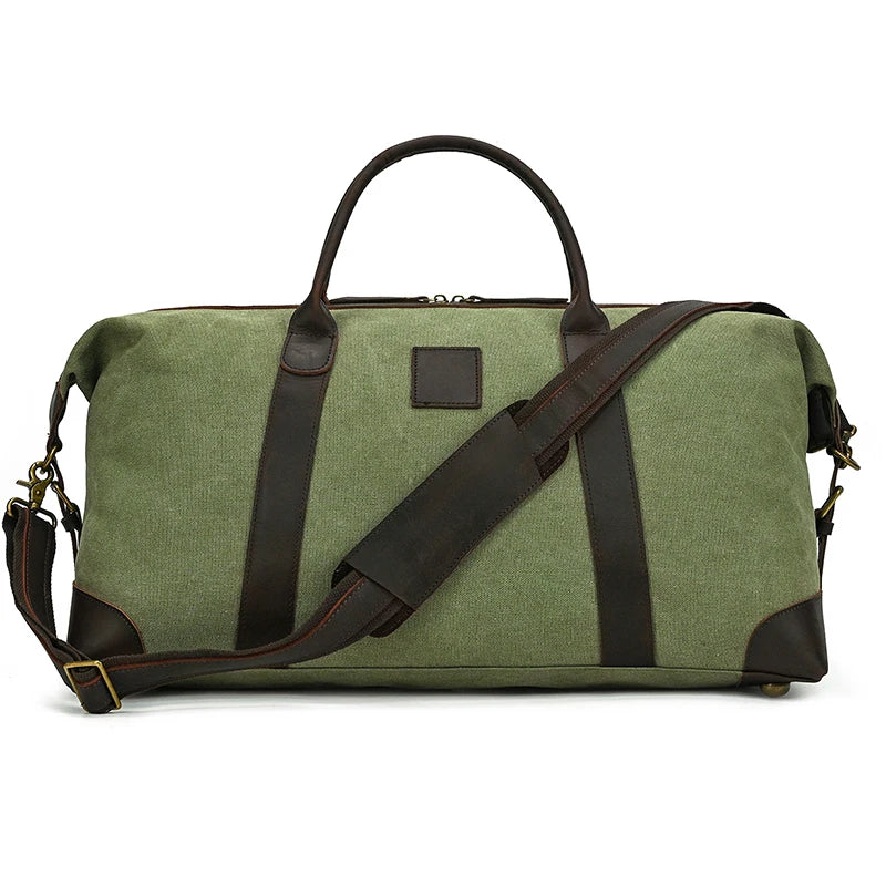 Men's Canvas Solid Pattern Zipper Large Capacity Shoulder Bag