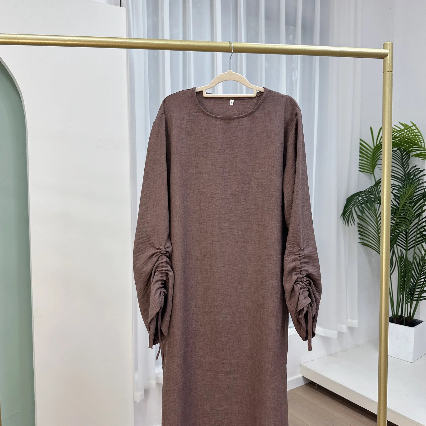 Women's Arabian Polyester Full Sleeves Solid Pattern Casual Dress