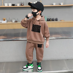 Kid's Boy Cotton Hooded Full Sleeves Pullover Printed Trendy Suit