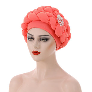 Women's Arabian Polyester Headwear Solid Pattern Casual Hijabs