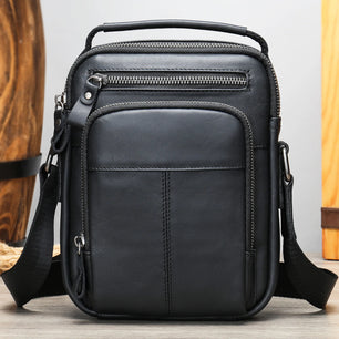 Men's Genuine Leather Multifunctional Solid Pattern Shoulder Bag