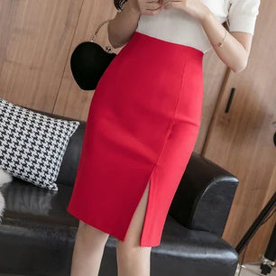 Women's Polyester Elastic High Waist Solid Pattern Casual Skirts