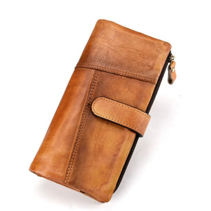 Men's Genuine Leather Solid Pattern Card Holder Vintage Wallets