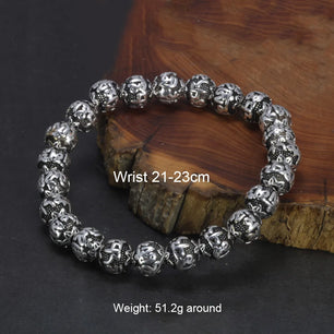 Men's Metal Copper Geometric Pattern Engraving Beads Bracelet