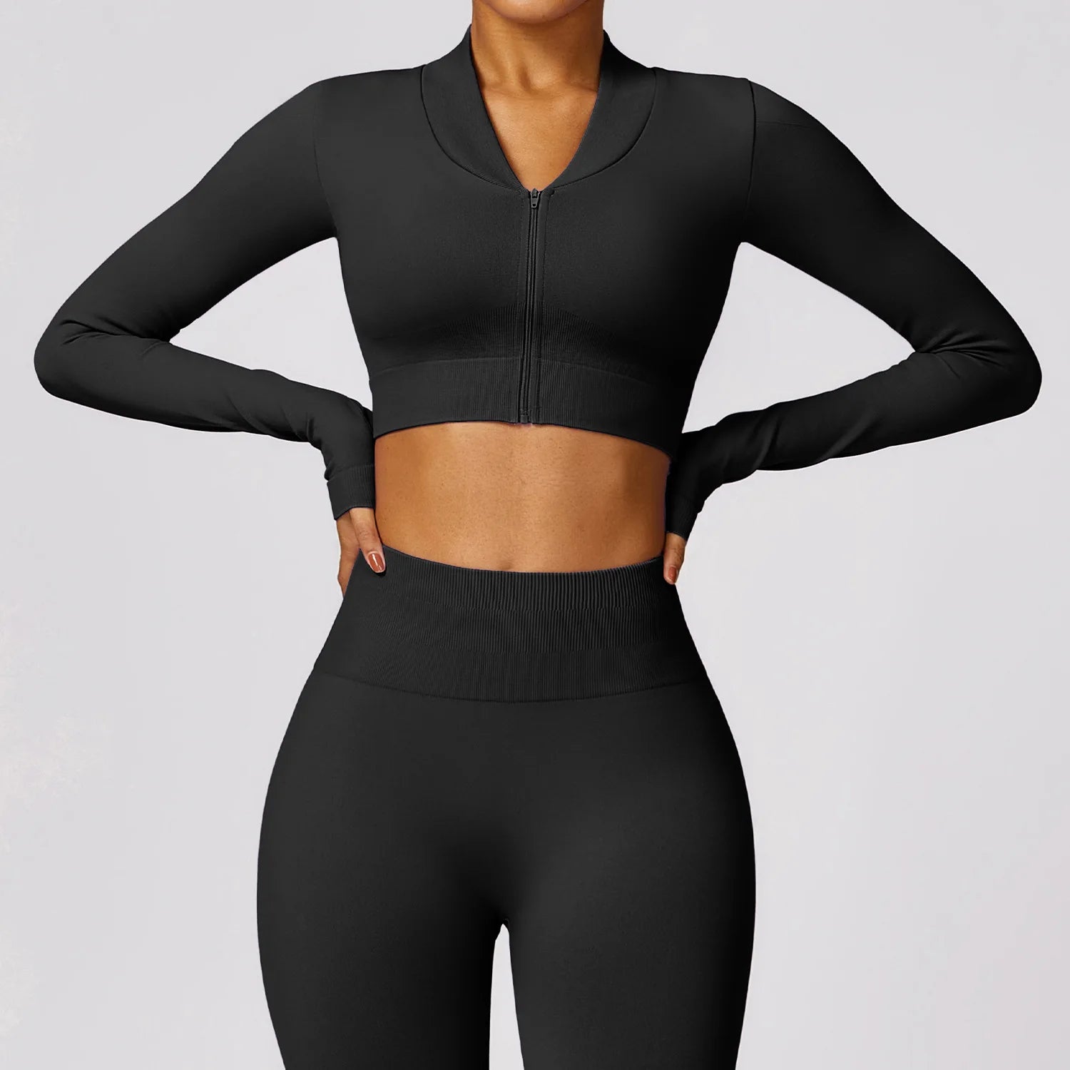 Women's Nylon Long Sleeves Seamless Fitness Yoga Workout Top