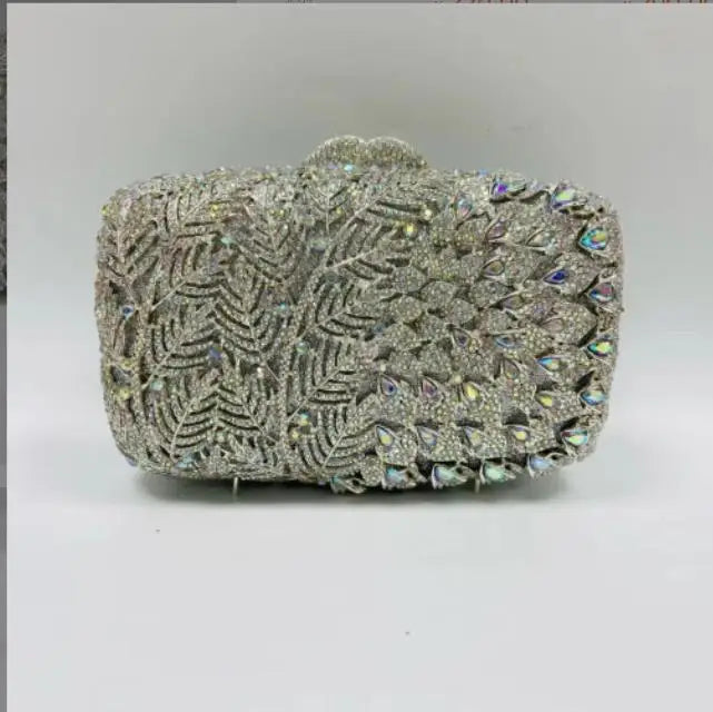 Women's Metallic Hasp Closure Rhinestone Bridal Wedding Clutch