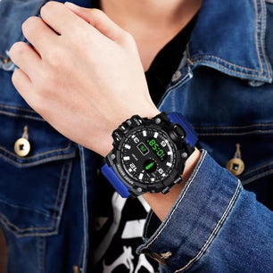 Men's Rubber Frame Round Shaped Luminous Waterproof Watches