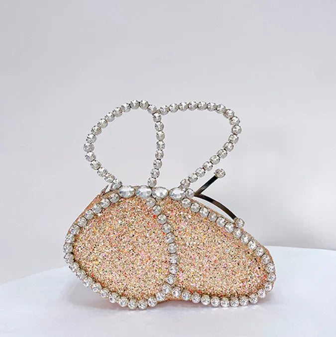 Women's Metallic Hasp Closure Rhinestone Pattern Wedding Clutch