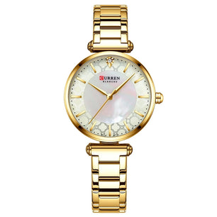 Women's Alloy Case Bracelet Clasp Luxury Round Quartz Watch