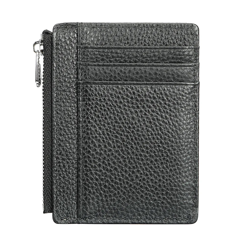 Men's Genuine Leather Card Holder Solid Pattern Trendy Wallets