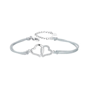 Women's 100% 925 Sterling Silver Zircon Heart Shaped Bracelet