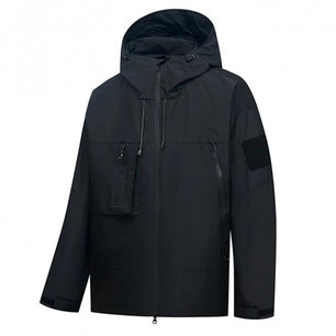 Men's Polyester Full Sleeve Single Breasted Closure Hooded Jacket