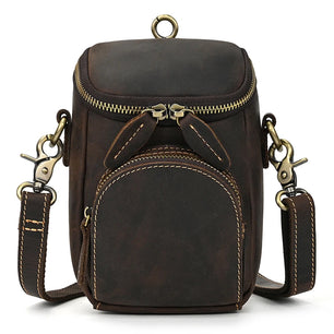 Men's Genuine Leather Multifunctional Solid Pattern Shoulder Bag