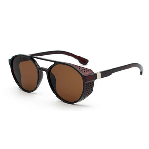 Men's Polycarbonate Frame Round Shaped UV400 Vintage Sunglasses