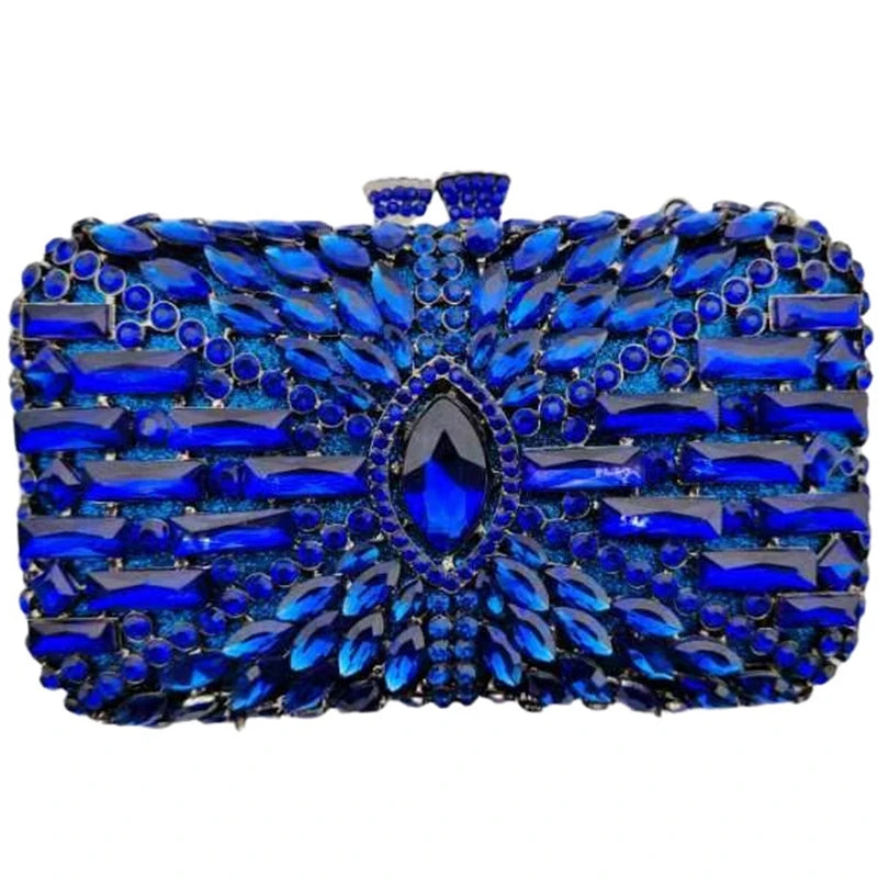 Women's Metallic Hasp Closure Rhinestone Pattern Wedding Clutch